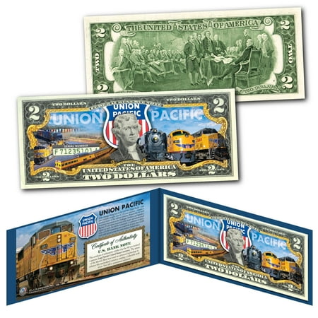 UPC: 0749002331254 | UNION PACIFIC Train Company GE Locomotive Railroad U.S. $2 Bill – WORLDS LARGEST