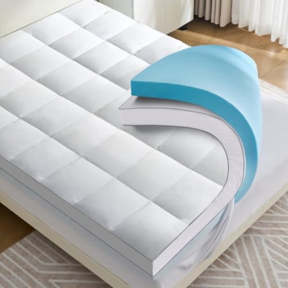 4 lnch Dual Layer Mattress Topper Twin Size 2 Inch Cooling Gel Memory Foam and 2 Inch Soft Pillow Top Mattress Pad Cover for Back Pain with Elastic Deep Pocket