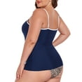 thumbnail image 7 of Ocean Blues Women's Plus Size Push Up Tankini Tops for Women Swimwear Top Only Navy Blue Bathing Suit Top, 7 of 7
