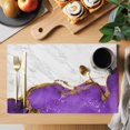 thumbnail image 2 of Purple Gold Marble Placemats Set of 6, Modern Abstract Marble Crack Texture Placemats for Dining Table, Place Mats for Kitchen Tabletop, Waterproof Wipeable Dining Table Mats Set, 2 of 9