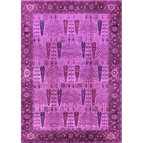 Ahgly Company Indoor Rectangle Oriental Purple Industrial Area Rugs, 7' x 10'