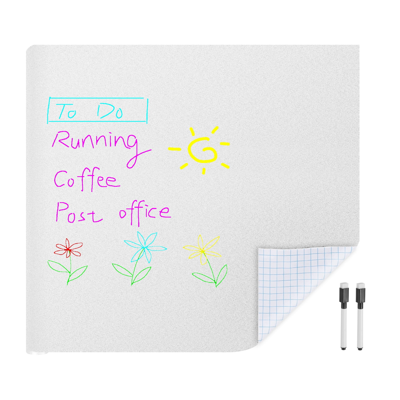 Unique Bargains Whiteboard Wall Sticker Roll Dry Erase Board Self Adhesive Presentation 39.4" x 35.4"