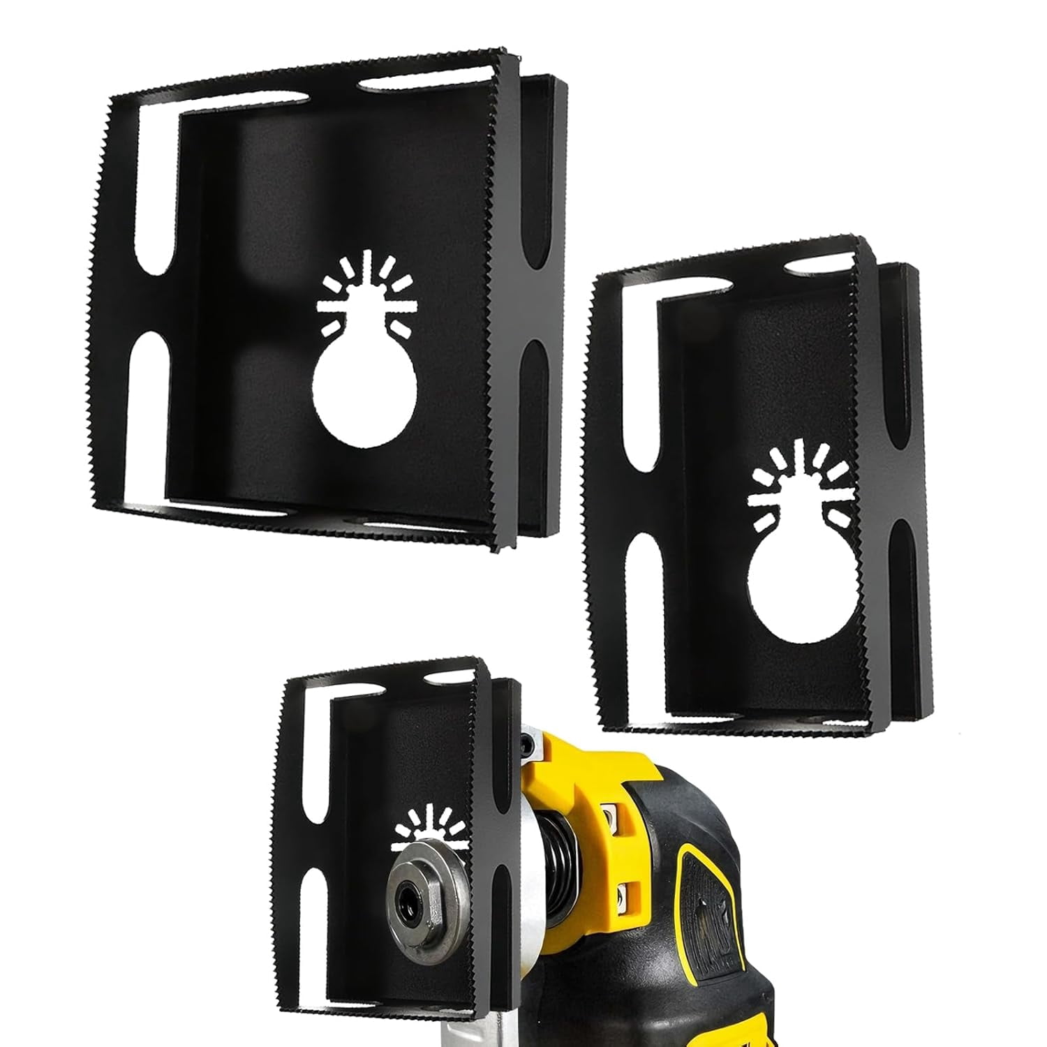 2 Pcs Square Slot Drywall Outlet Cutter - Hardened Steel One-Step Electrical Box Cutter for Drywall/Sheetrock, Compatible with Dewalt 20V & Milwaukee M18 Oscillating Multi-Tools
