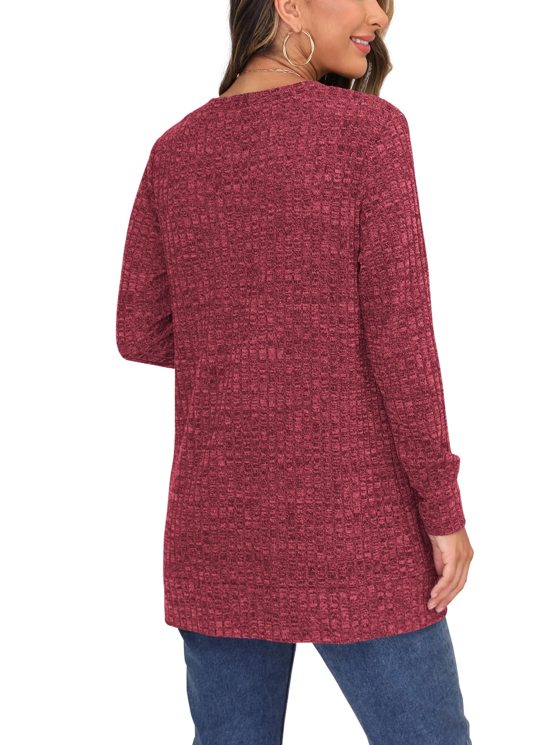 Cardigan for Women Dressy Long Sleeve Sweaters Casual Lightweight Knit Open  Front Fall Fashion Outfits Burgundy Red S at  Women's Clothing store
