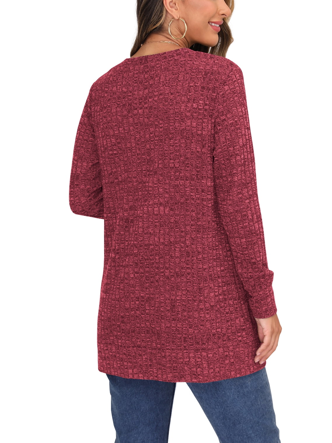WDIRARA Women's Ribbed Button Front Cardigan - Lightweight Knit Sweater, Solid Color Loose Fit