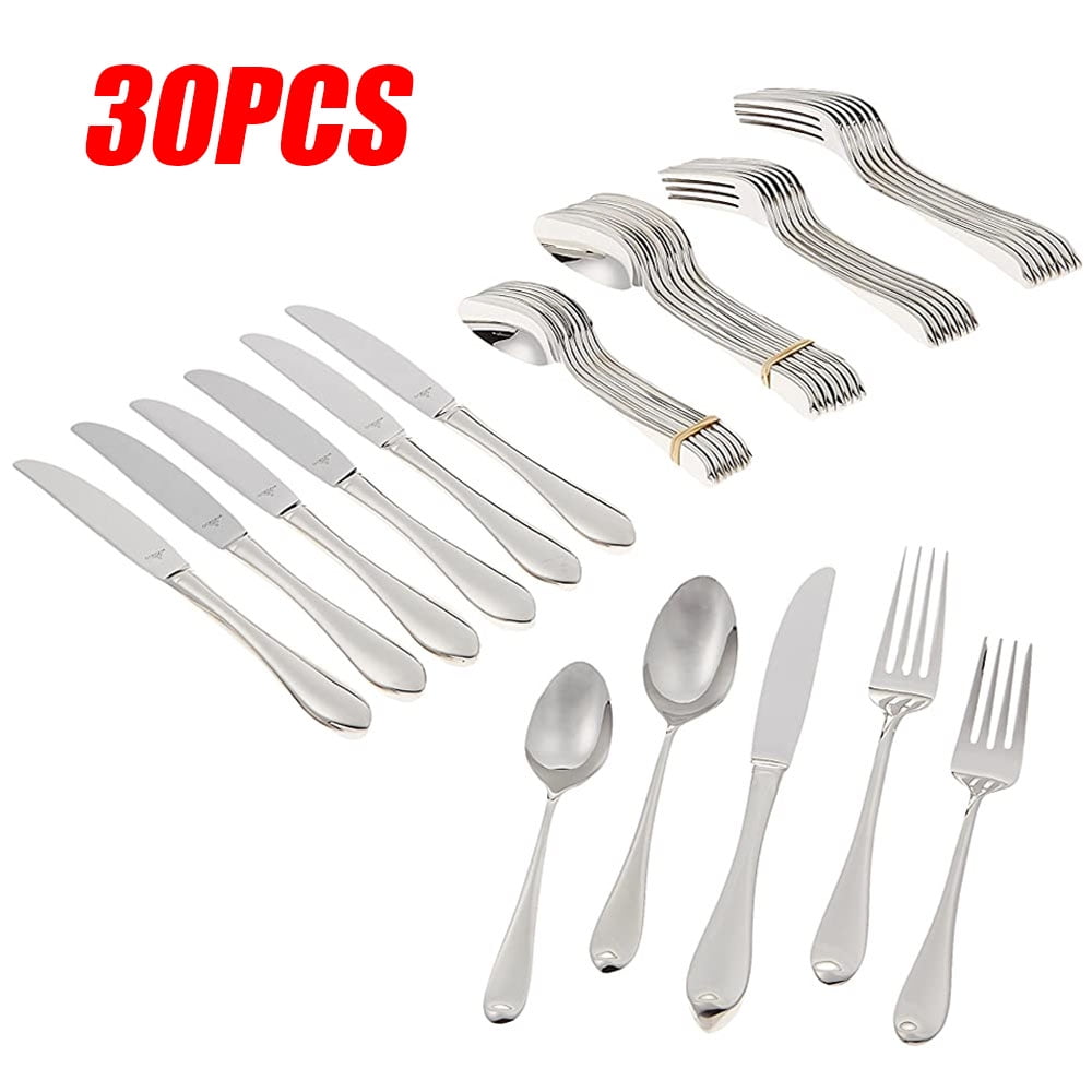 30Piece Heavy Silverware Set, Premium Grade Stainless Steel Flatware