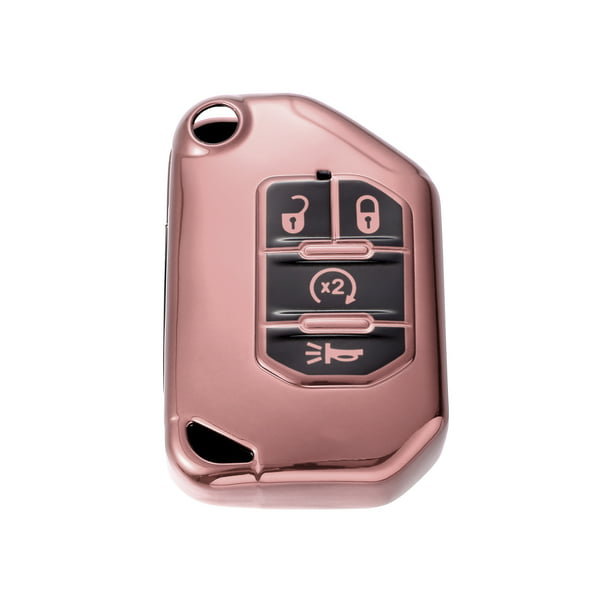 TPU Key Fob Cover Case for Jeep Wrangler JL JLU Gladiator JT Rubicon Sahara  JLU 2018-2021 Key Fob Shell Protector Pink 