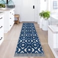 thumbnail image 6 of iOhouze Runner Rugs 2'x6' Washable Runners Moroccan Non Slip Ultra Soft Print Geometric Thin Indoor Rug Runner for Hallway Entryway Bedroom Kitchen, Blue, 6 of 9