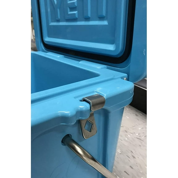 Cooler Lock Bracket Designed to fit: Yeti Roadie and RTIC 20 Made of Stainless Steel