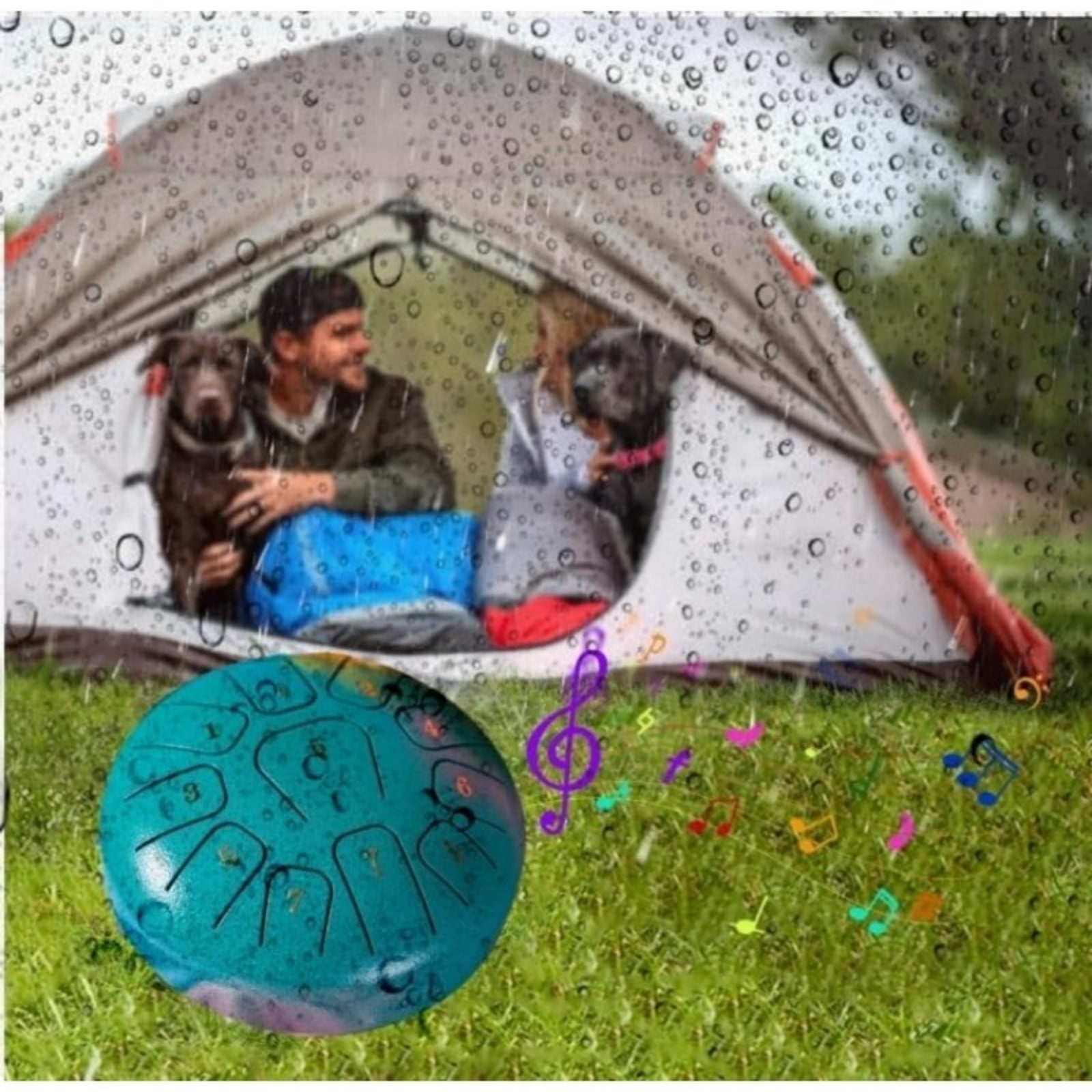 Charefin Steel Tongue Drum 6in 11-Note D Major Ethereal Outdoor Rain Drum Healing Percussion Instrument with Storage Bag, Drumsticks, Music Book, Closing Ceremony Meditation Yoga Gift