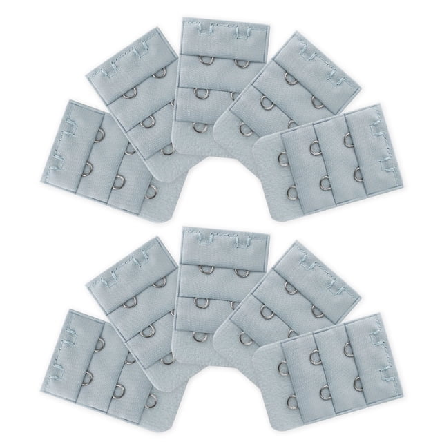 INSPIRE CHIC Rallonge de Soutien-Gorge pour Femmes à 3 Rangées avec 2 Crochets, Rallonge de Brassière, Crochets d'Extension, Adaptateur de Bretelles, Gris Pâle 10