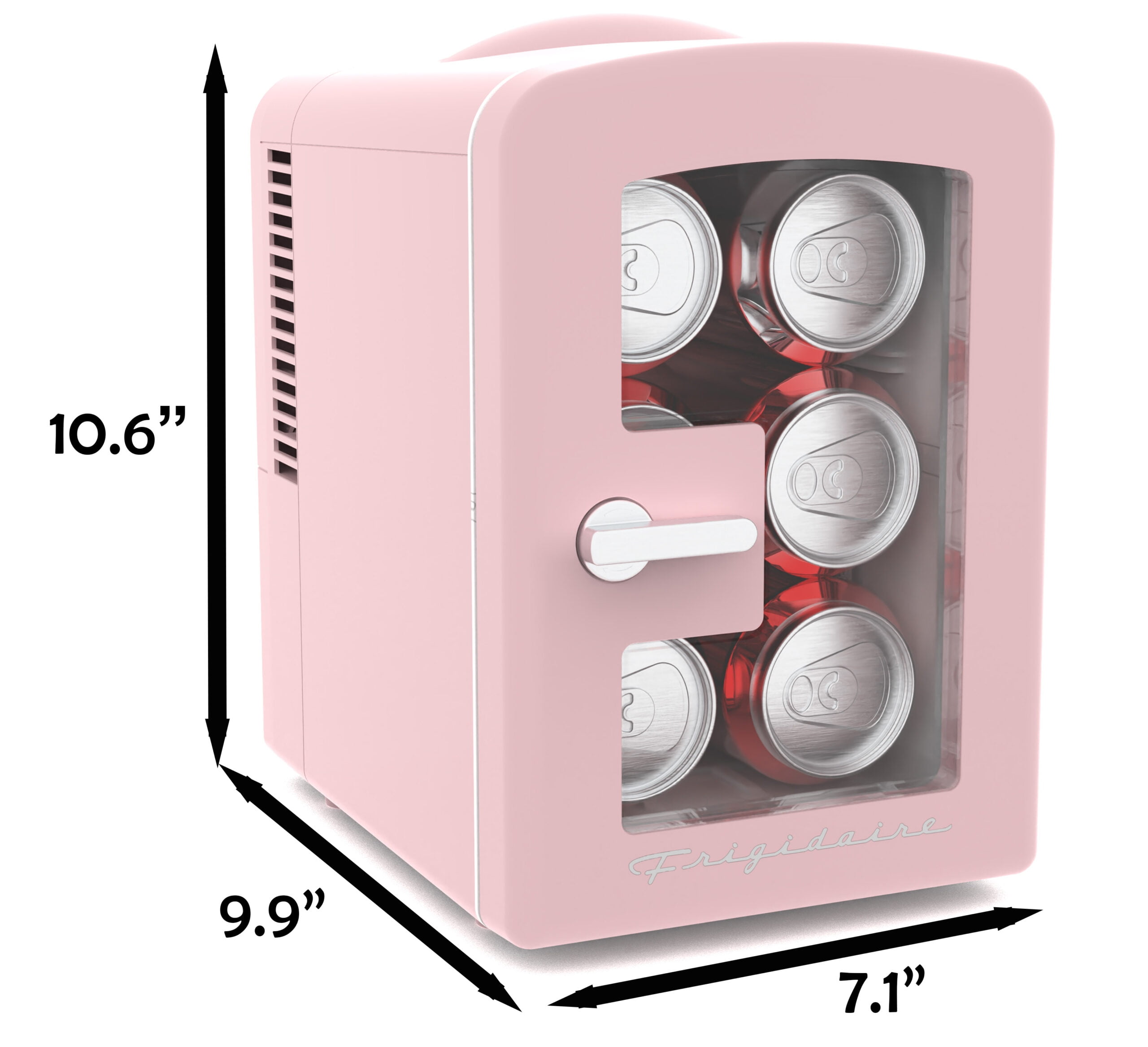 Restored Frigidaire 18 in. 6-Can 4-Liter Mini Beverage Cooler in Pink EFMIS186-B-PINK, Includes 110V home power cord & 12V DC car adapter (Refurbished)