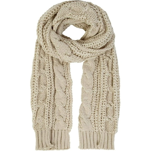 Women And Mens Winter Thick Cable Knit Wrap Chunky Long Warm Scarf Beige