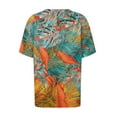 thumbnail image 7 of JTZGDY Short Sleeve V Neck Tops for Women Cute Summer Floral Printed Oversized Tunic Blouse Dressy Casual Basic Workout Tees Shirt Orange#01 M, 7 of 7