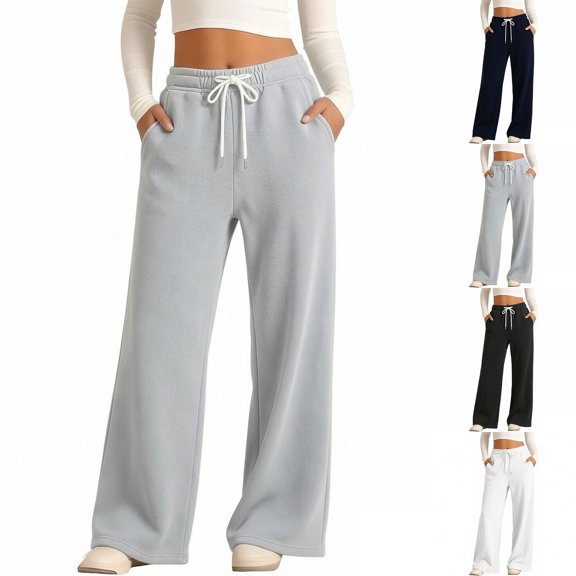 MuXiKeJi Clothes Wide Leg Sweatpants Girls Baggy High Waisted Joggers with Pockets Comfy Casual Athletic Lounge Sweat Pants 9-10 Years