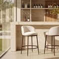 thumbnail image 6 of Morden Fort Counter Height Bar Stool Set of 2, 26" Metal Bar Stools with Hammered Metal Legs & Curved Low Back for Kitchen Island, Upholstered Linen Seat Cushion Island Chairs, Bronze, 6 of 11