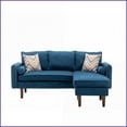 thumbnail image 2 of Mia 70\" Modern Blue Linen Sectional Sofa Chaise with Reversible Chaise, USB Chargers & Pillows | Blue | Linen | Square Arms, 2 of 5