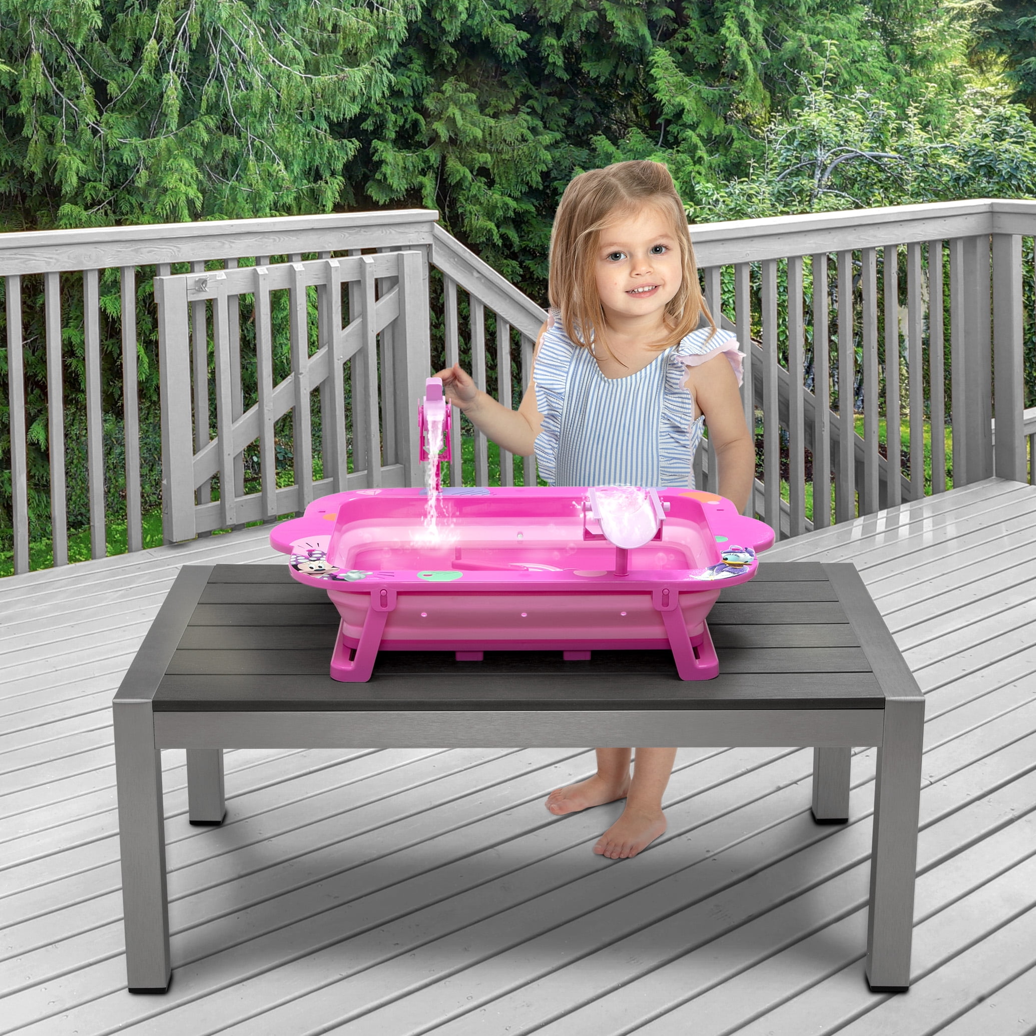 Disney Minnie Mouse Water Activity Table by Delta Children - Collapsible & Portable - Ideal for Travel, Pink