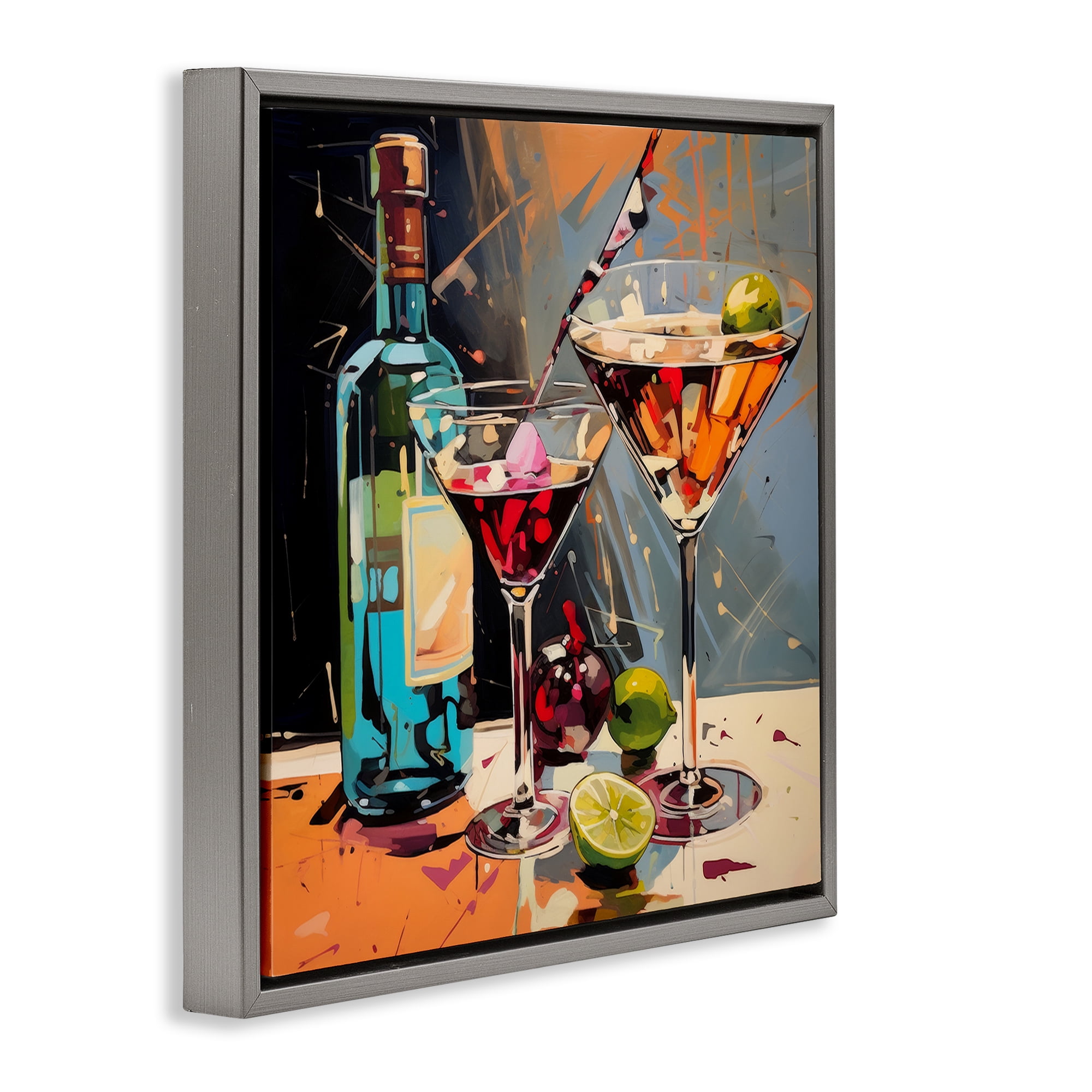 Stupell Industries Every Sip of Martini Night Gray Framed Floater Canvas Wall Art, design by Lazar Studio