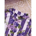 thumbnail image 3 of MORTTIC Toddler Girl Purple Rose Print Girls Outfit, Halter Neck Stripe Top With Belt Skirts Set Holiday Going Out 2PCS Spring Fall Clothes, 3 of 7