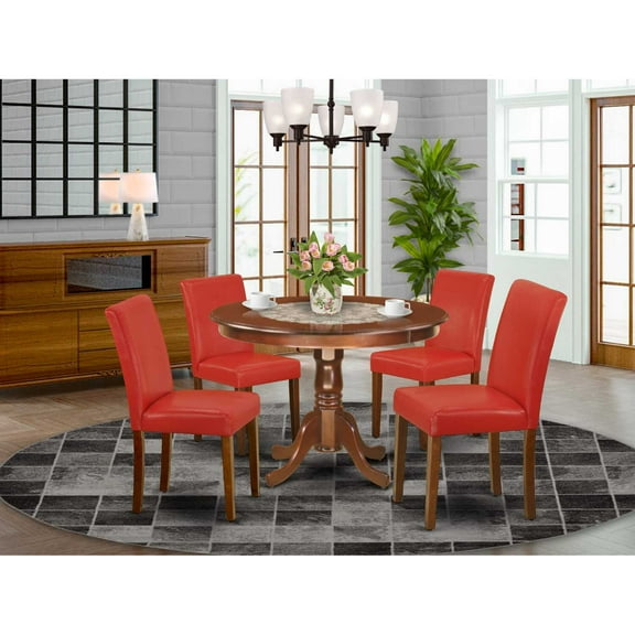 East West Furniture Dining Room Set Mahogany, HLAB5-MAH-72