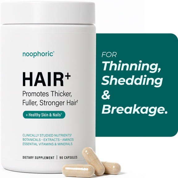 Noophoric Hair Growth Vitamins for Women & Men with Biotin, Saw Palmetto, Green Tea, 90 Capsules