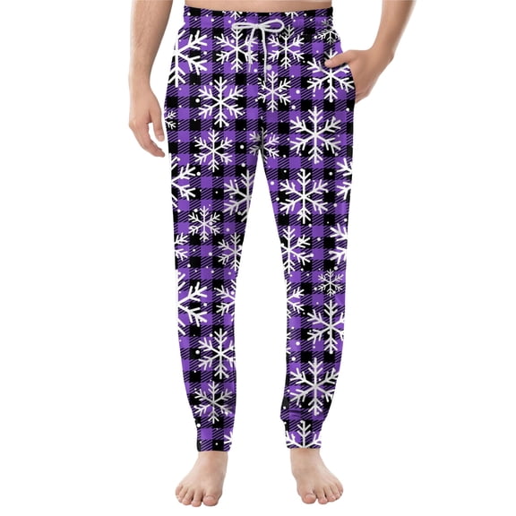 Men's Drawstring Pocket Casual Pants, Checkered Striped Printed Pocket Casual Pants, Home Sleeping Pants