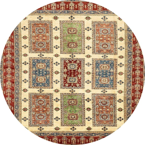Ahgly Company Indoor Round Abstract Fire Brick Red Abstract Area Rugs, 8' Round