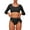 Black, variant on Women Swimsuits Crop Top Nylon Spandex High Waisted Rash Guard for Beach Water Sports