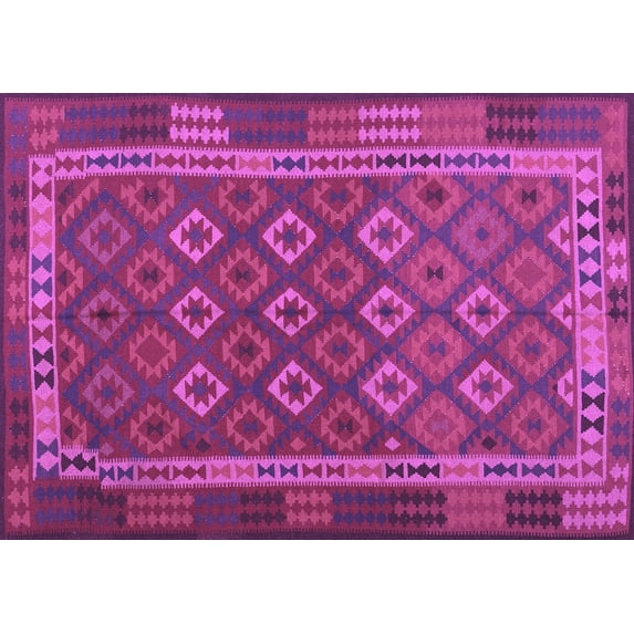 Ahgly Company Indoor Rectangle Oriental Purple Traditional Area Rugs, 8' x 10'