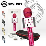 Nevlers Pink Karaoke Microphone Speaker with Wireless Bluetooth and Recording Options