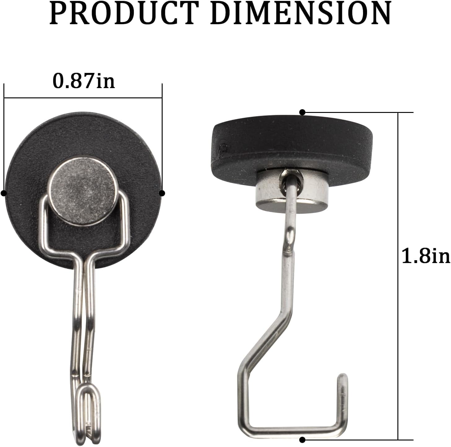 Rubber Coated Magnetic Hooks for Cruise Ship Cabin,Kitchen,Garage,Classroom and Office Waterproof Heavy Duty Metal Hangers with Increased Friction and Anti-Scratch Protection(6, Sliver)
