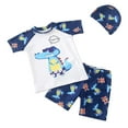 thumbnail image 2 of Wancir Toddler Boy 3-Piece Swimwear Set Baby Boy Swimsuit with Hat UPF 50+ Rash Guards Short Sleeve Bathing Suit for Boys 6-16T, 2 of 3