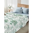 thumbnail image 4 of Green Botanical Twim XL Size Flat Sheet, Wrinkleproof & Fadeproof Cooling Flat Bed Sheet Only, Watercolor Spring Floral Summer Breathable Soft Bedding Top Sheets 66 x 102 Inches, 4 of 8