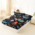 thumbnail image 4 of Manfei Sea Coral Whale Twin Sheets, Undersea Animal Bedding, Black Blue, 3 Pieces, 1 Flat Sheet, 1 Fitted Sheet and 1 Pillowcase, 4 of 6