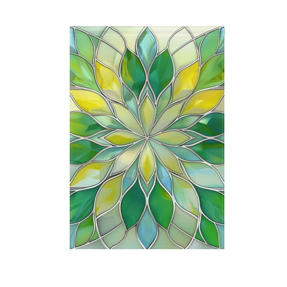 Yellow Green Floral Stained Glass Garden Flag 12X18 Double Sided Yard Flags for Outside Outdoor All Seasonal Decoration