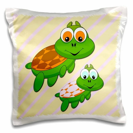 3dRose Cute turtles. Pink. Kids decor. Popular image. Best seller. - Pillow Case, 16 by