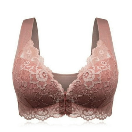

Front Closure Bra with Floral Lace Lift Stretch 5D Shaping Seamless Bra Push up Full Coverage Underwear for Big Cup 6XL Coffee Color