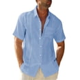 thumbnail image 2 of QUTETN Men'S Short Sleeve Cuban Camp Guayabera Shirt Linen Cotton Hippie Beach Button Shirts, 2 of 4