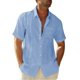 thumbnail image 2 of QUTETN Men'S Short Sleeve Cuban Camp Guayabera Shirt Linen Cotton Hippie Beach Button Shirts, 2 of 4