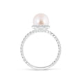 thumbnail image 2 of Angara Japanese Akoya Cultured Pearl Twisted Rope Shank Ring in 14K White Gold for Women | June Birthstone Jewelry for Her, 2 of 8