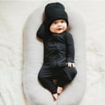 thumbnail image 2 of Ruyang New Born Baby Boys Footie Romper Sets Unisex Solid Color Long Sleeve Zipper Jumpsuit with Beanie 2Pcs Outfits, 2 of 7