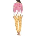 thumbnail image 3 of Renewold Women Pajamas Pink Strawberry Ice-Cream Sweatpants Long Sleeve Crew Neck Loungewear Casual Home Life Nightwear Set Size 4XL, 3 of 5