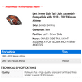 thumbnail image 2 of Left Driver Side Tail Light Assembly - Compatible with 2010 - 2012 Nissan Altima 2011, 2 of 2
