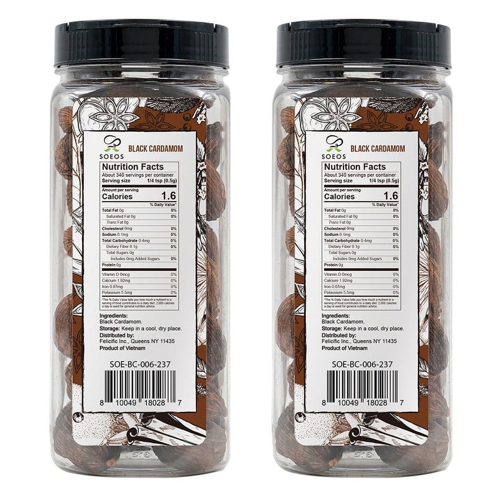 Soeos Black Cardamom 6 oz, 2 Pack, total weight 12oz