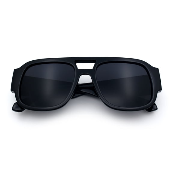SA106 Thick Plastic Aviator Sunglasses with Cutout Bridge