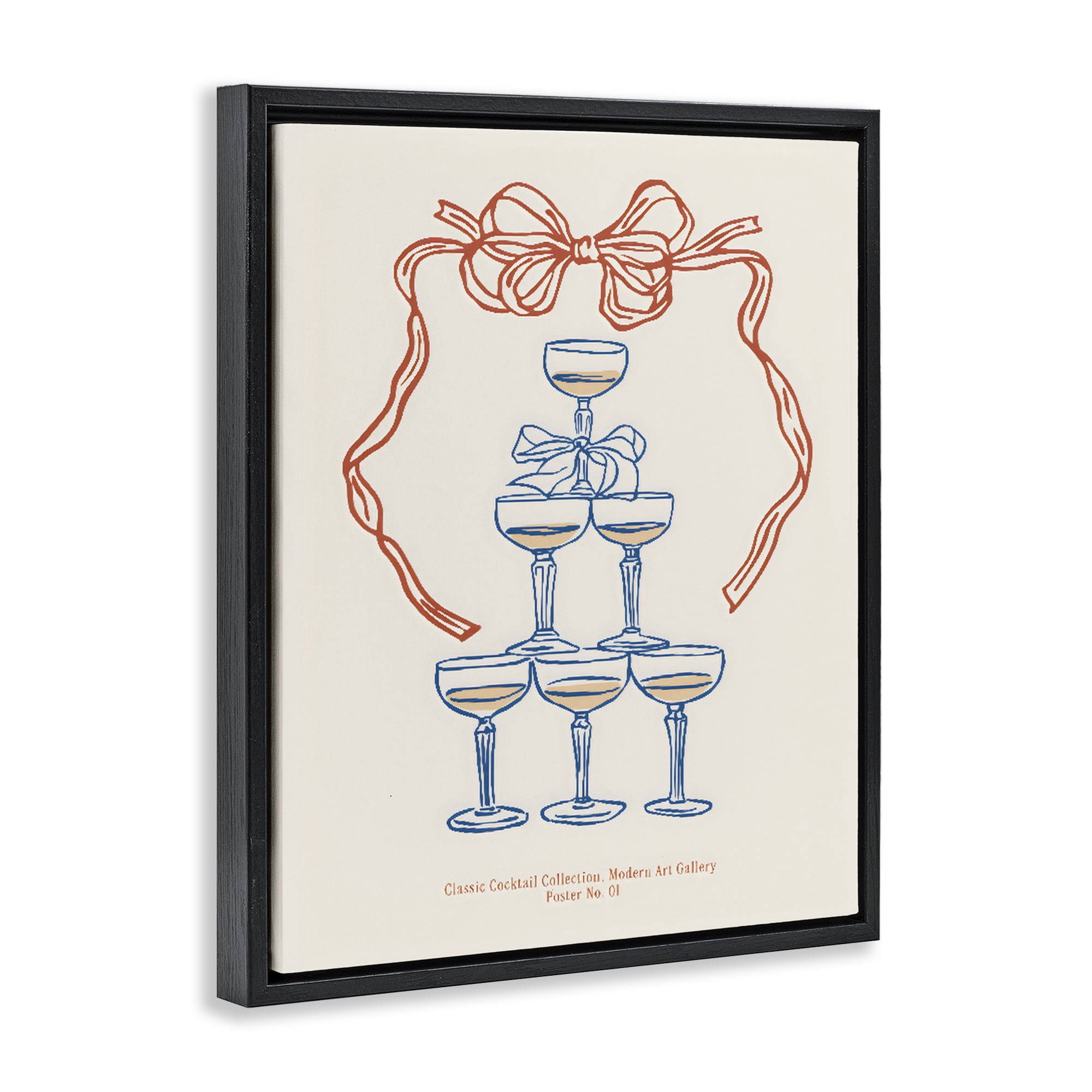 Stupell Industries Classic Cocktail Tower Black Framed Floater Canvas Wall Art, design by The Prints Vibe