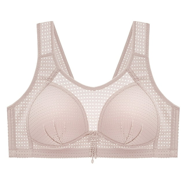 Mrat Workout Bras Woman's 3pc Front Closure Bra Comfortable Lace Breathable Bra Underwear No Rims S-493 Gray M