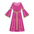 thumbnail image 5 of YEAHDOR Girls Renaissance Vintage Maxi Dress Velvet Long Bell Sleeve Medieval Princess Dress Up Costume Hot Pink 16, 5 of 7