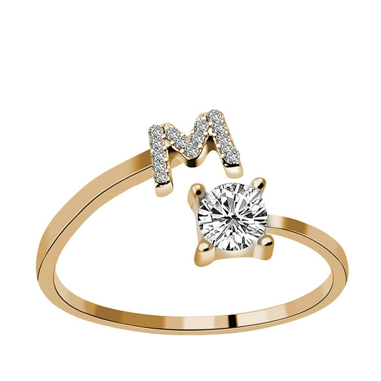 KDSJSXW Love Ring Women's 26 Letter Ring Diamond Rhinestone Set